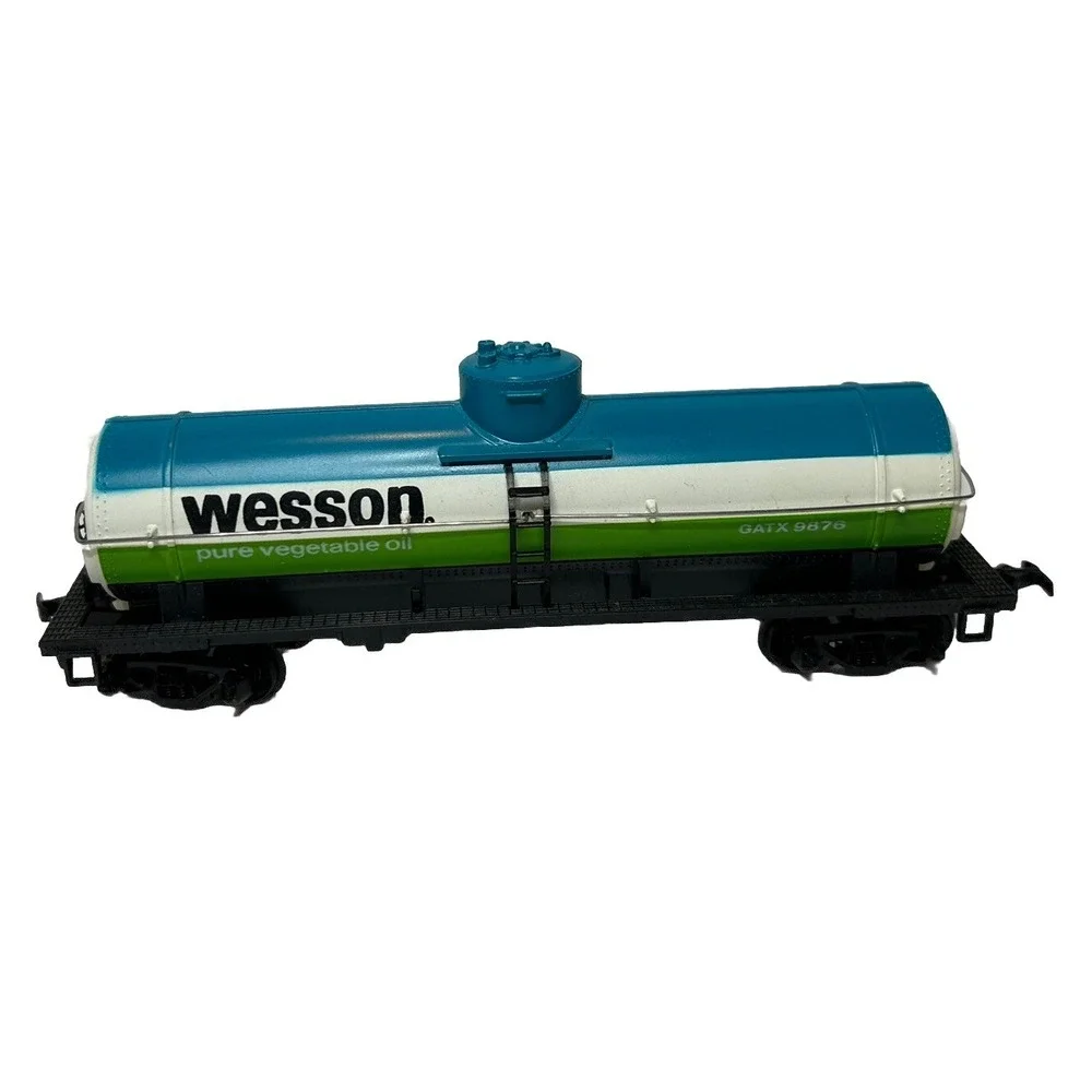 TYCO HO Scale Wesson Pure Vegetable Oil Tank Car GA 9876‎ Blue Green With Box